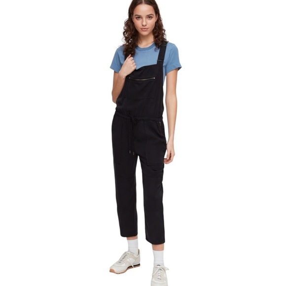 ARITZIA Wilfred‎ Free Valletta Overalls Black Size S Cropped Romper Casual Boho - Picture 13 of 13